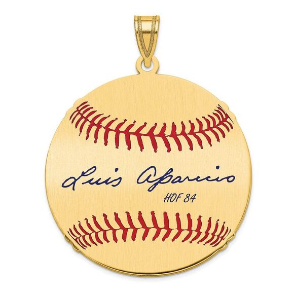 14K Gold Plated Luis Aparicio Signature LG Enamel Baseball Pendant